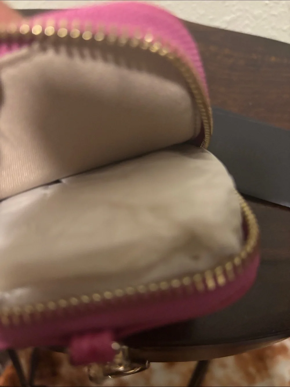 Brahmin Magenta Croc-Embossed Key Pouch with Gold Hardware